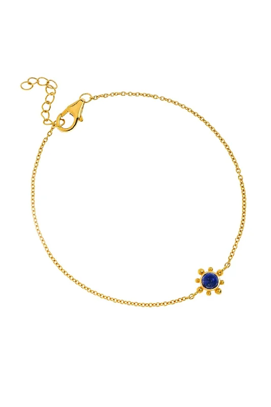 gold charm bracelet for special occasion-18ct Gold Plated Sterling Silver Lapis Bracelet