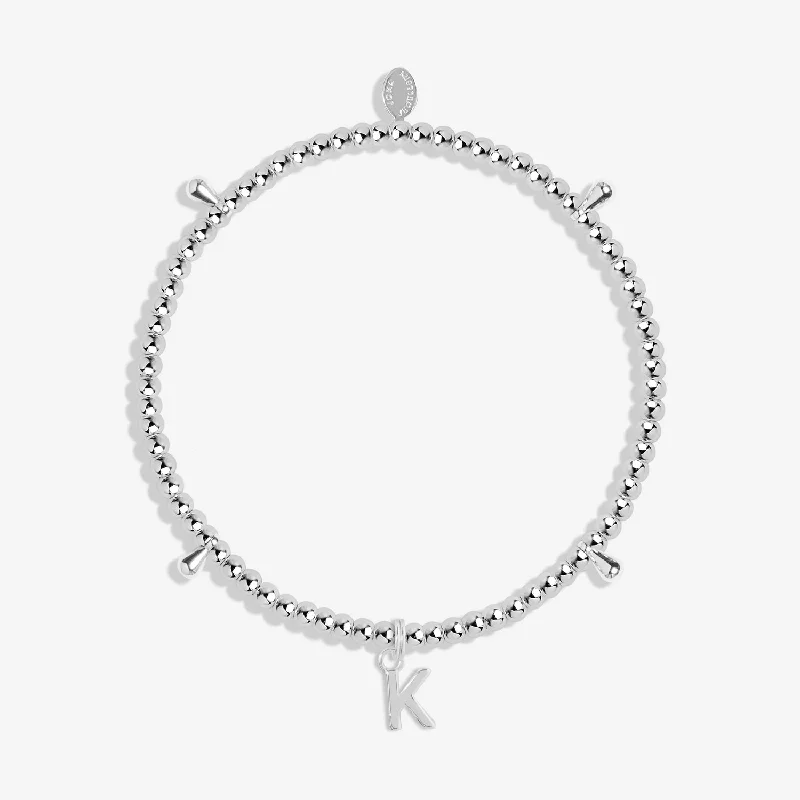 men's stainless steel bracelet-Alphabet A Little K Silver Plated Bracelet 7752