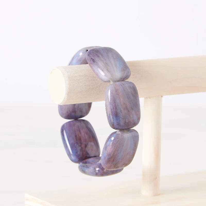 trendy leather bracelet for teens-Amethyst Chicklet Cooling Bracelet