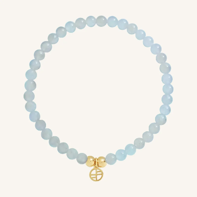 men's braided leather bracelet-Aquamarine Lumier Bracelet - Stone of Serenity