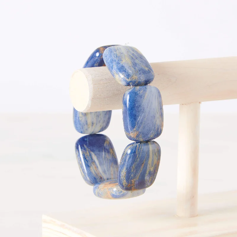 unique silver cuff bracelet-Blue Lapis Chicklet Cooling Bracelet