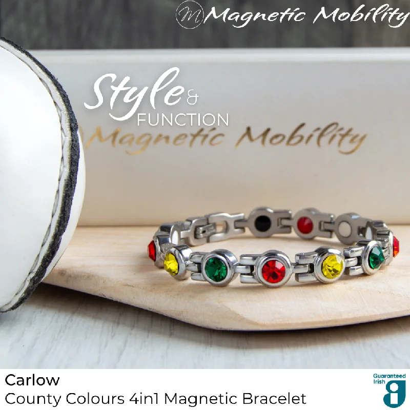 stylish bracelet with motivational words-Carlow GAA County Colours Magnetic Bracelet