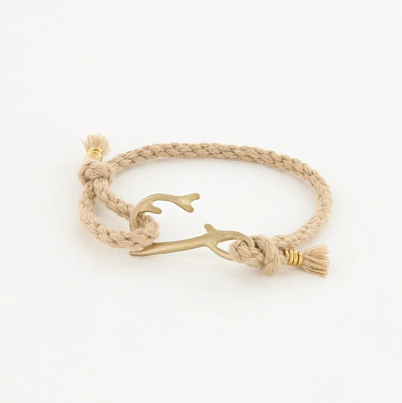 personalized bracelet for special occasion-Coral Hook Rope Bracelet in Matte Brass