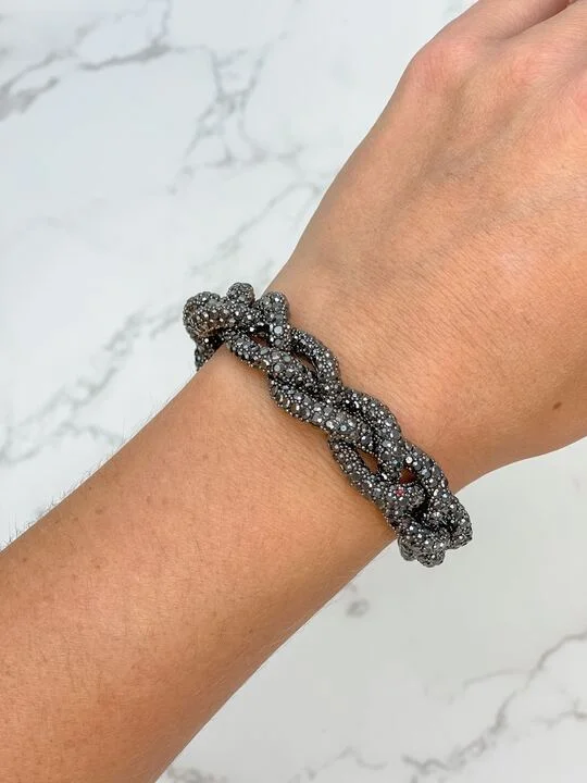 custom bracelet with beads-Crystal Braided Magnetic Bracelet - Hematite