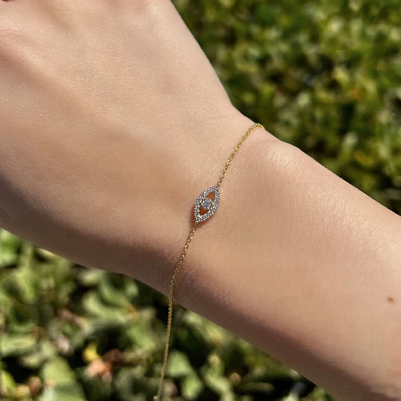 bracelet for anniversary with engraving-Diamond Evil Eye Bracelet