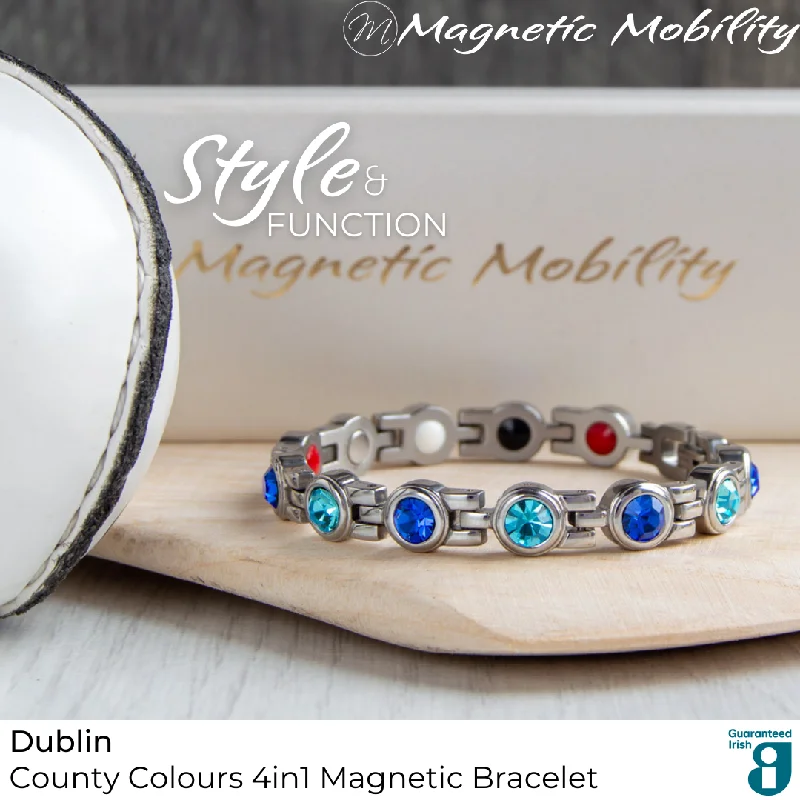 men's braided leather bracelet-Dublin GAA County Colours Magnetic Bracelet