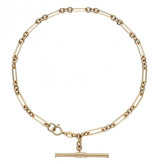 delicate gold bracelet for women-T-Bar Chain Yellow Gold Bracelet GB504