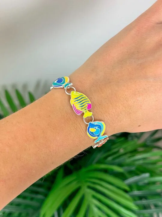 delicate gold bracelet for women-Enamel Tropical Fish Magnetic Bracelet