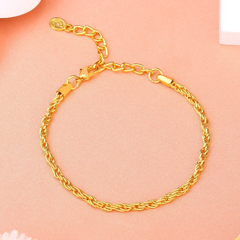 chic gemstone bracelet for women-Estele Gold Plated Timeless Elegance Adjustable Chain Bracelet for Girls/Women