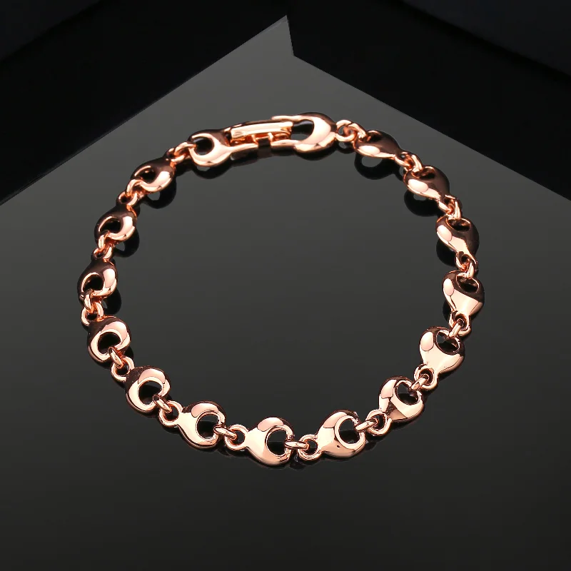 leather and silver bracelet for women-Estele Rose Gold Plated Elegant Designer Bracelet for Women