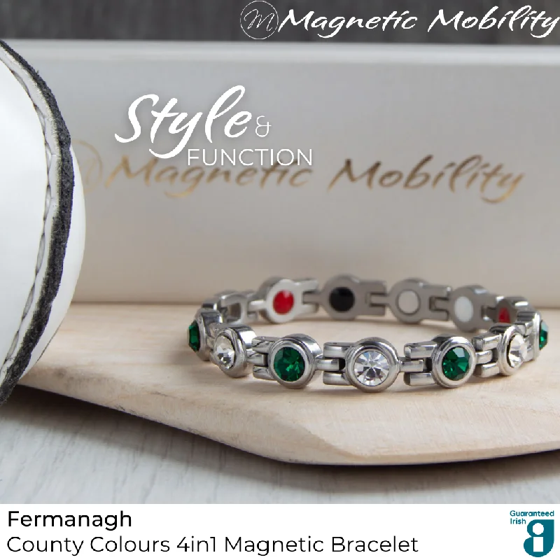 handmade gemstone beaded bracelet-Fermanagh GAA County Colours Magnetic Bracelet