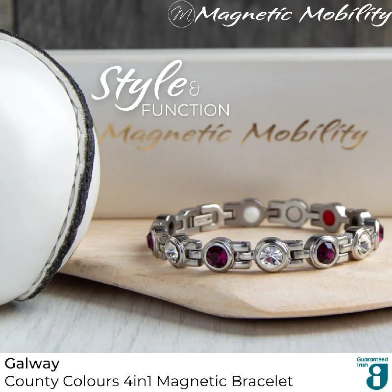 adjustable silver bracelet-Galway GAA County Colours Magnetic Bracelet