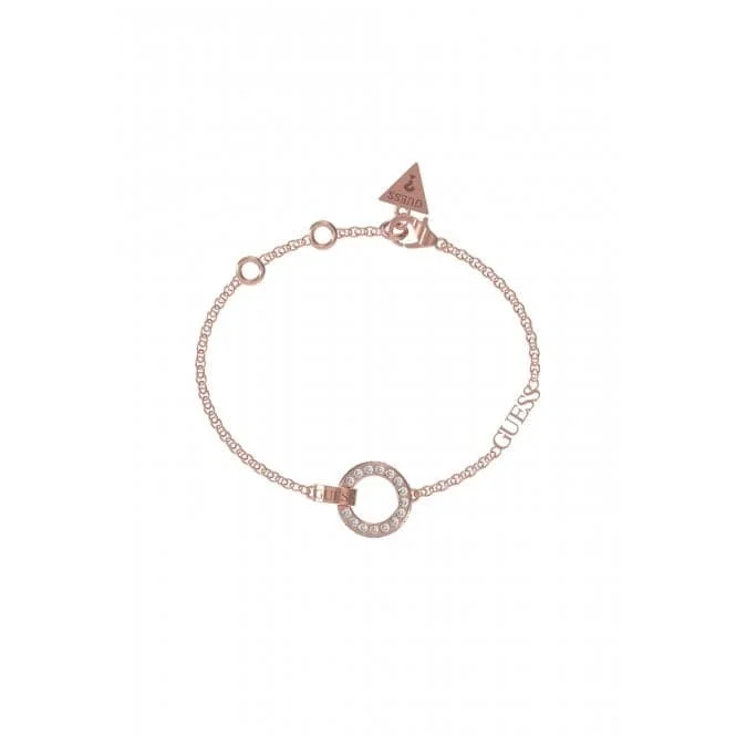 charm bracelet with initial letters-Circle Lights Pave Circle Rose Gold Bracelet UBB03162RGL