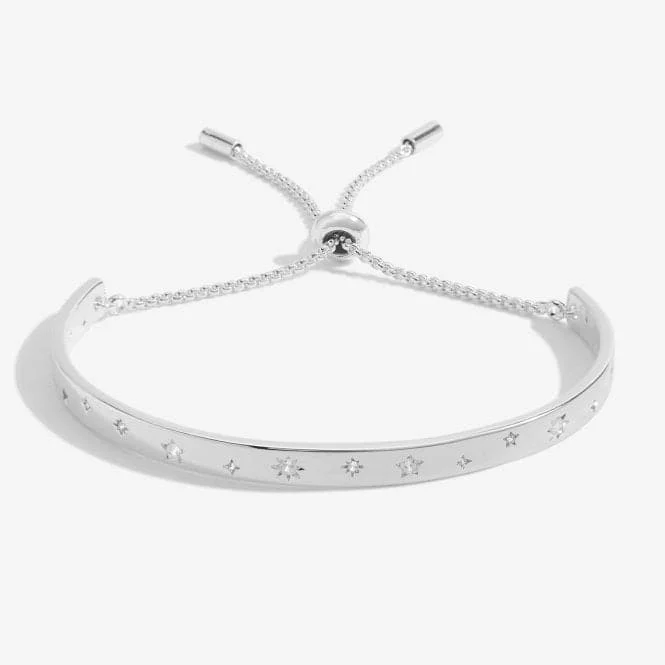 delicate beaded bracelet for teens-Bar Silver Mixed Stars Silver 26.5cm Adjustable Bracelet 6122