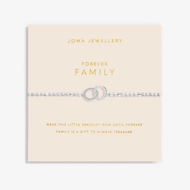 custom engraved bracelet for best friend-Forever Yours Forever Family Silver 17.5cm Stretch Bracelet 6156