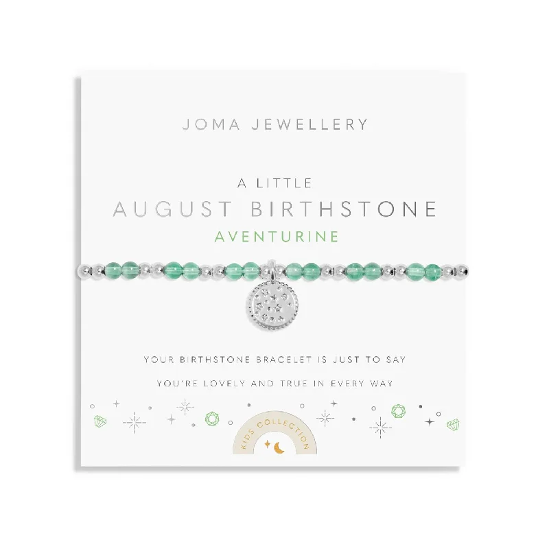 tennis bracelet with precious stones-Kids A Little August Birthstone Silver Plated Bracelet C789