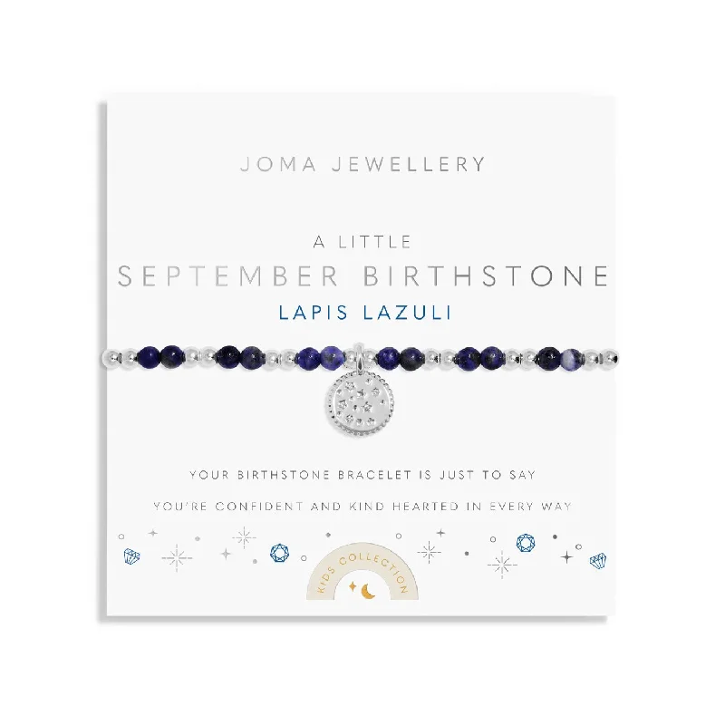 luxury engraved bracelet for him-Kids A Little September Birthstone Silver Plated Bracelet C790