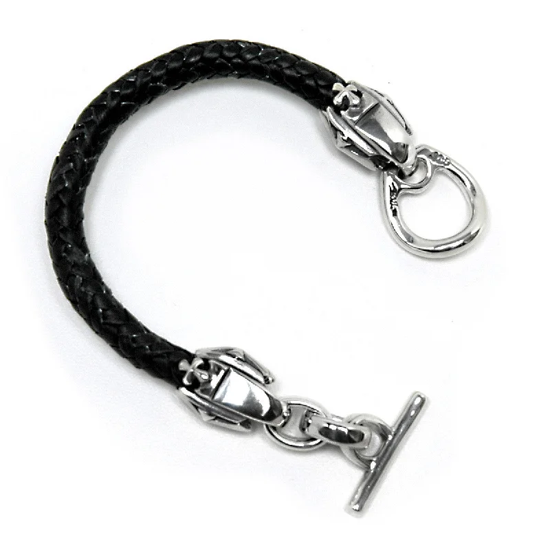 leather bracelet for men with beads-Leather Braided Bracelet