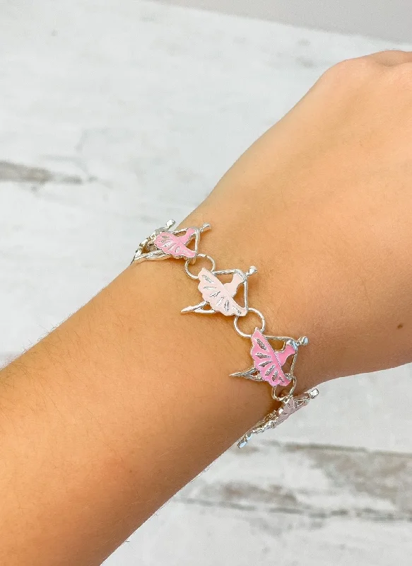 adjustable silver bracelet-Magnetic Enamel Bracelet - Ballerina