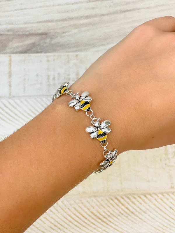 friendship bracelet for best friend-Magnetic Enamel Bracelet - Bumble Bee