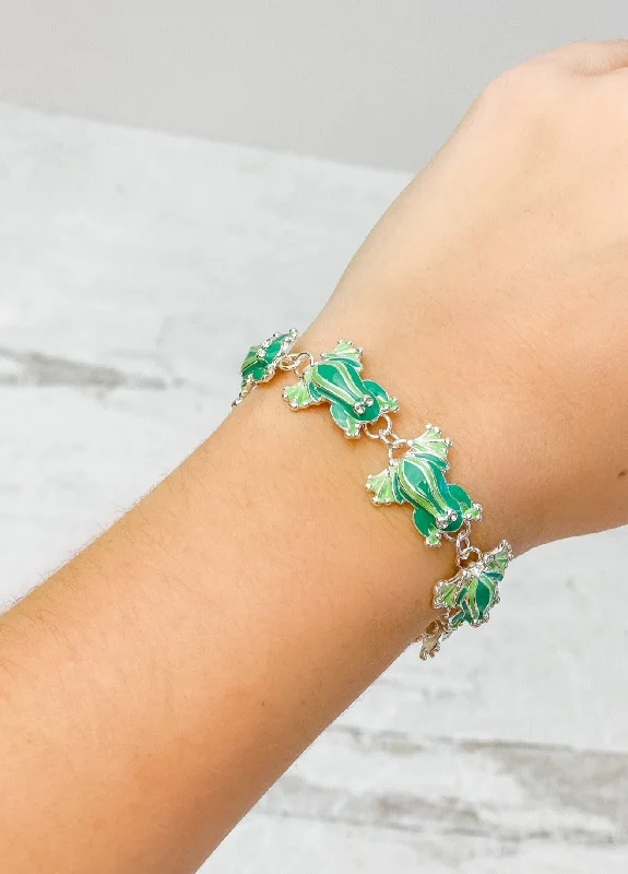 unique bracelet with birthstone-Magnetic Enamel Bracelet - Frog