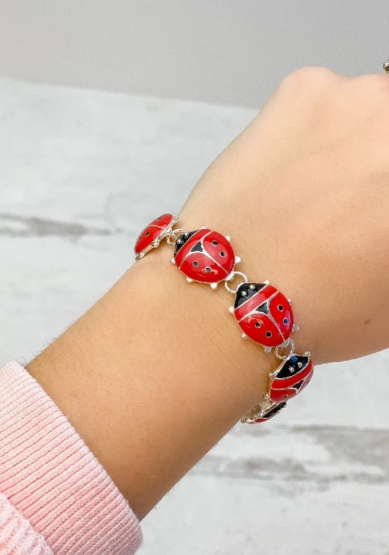 luxury bracelet for wedding gift-Magnetic Enamel Bracelet - Ladybug