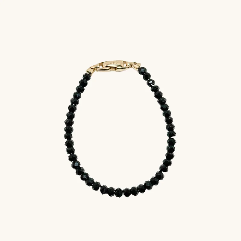 luxury beaded bracelet for women-Men's Diamond Cut Black Spinel Bracelet