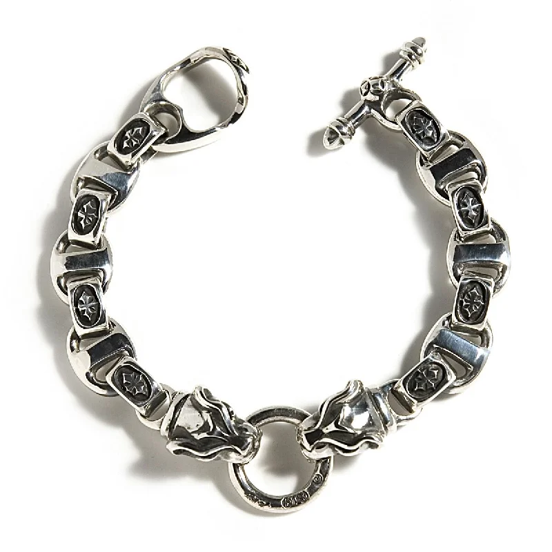 silver bracelet with sapphire-Mini Panther "C" Cross Bracelet