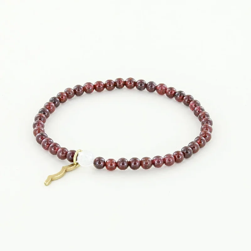 modern leather bracelet for men-Rayminder UV Awareness Bracelet in 4mm Garnet