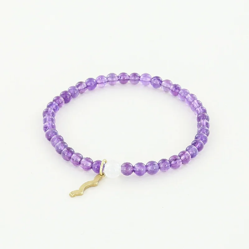 adjustable charm bracelet for women-Rayminder UV Awareness Bracelet in 4mm Amethyst