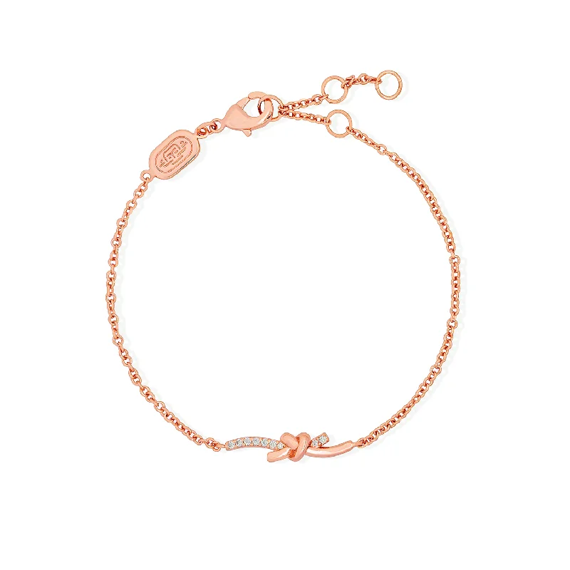 gemstone bracelet with silver charm-Rose Gold Clove Knot Bracelet