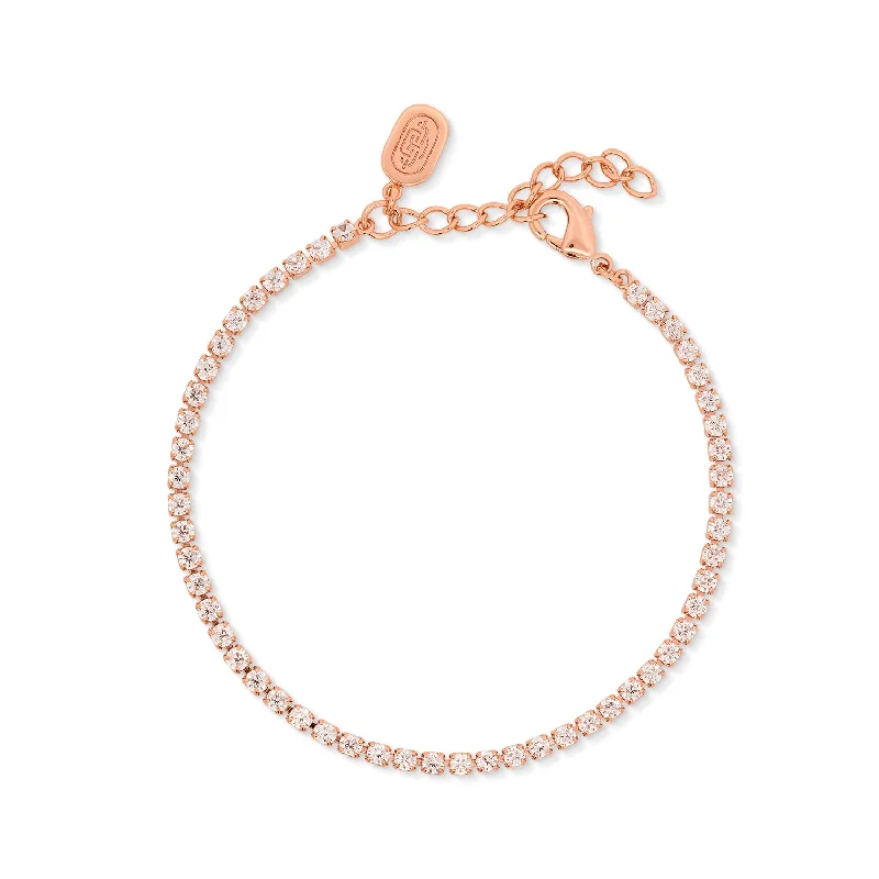 men’s leather strap bracelet-Rose Gold Tennis Bracelet