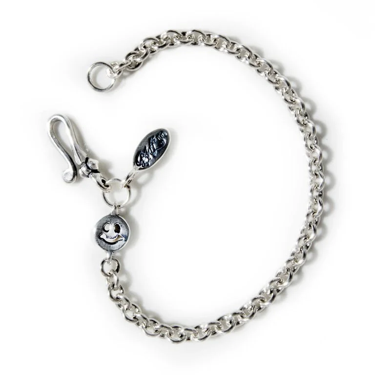 personalized bracelet for special occasion-Round Chain Link Bracelet with Tiny Charm and Oval BWL Tag