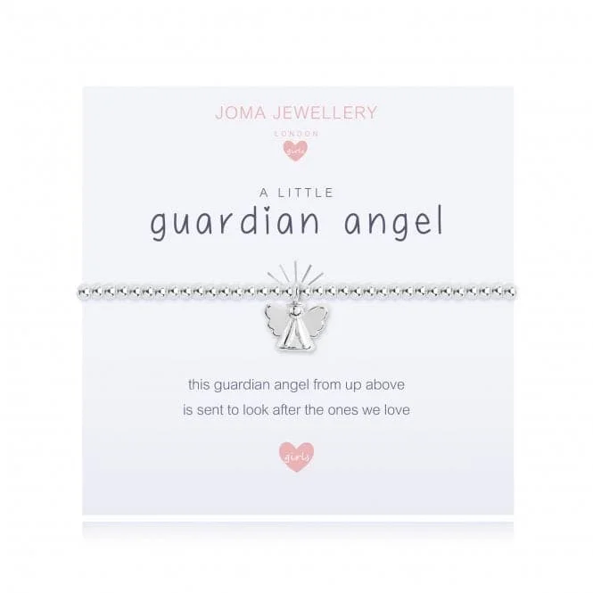 classic charm bracelet for women-A Little Guardian Angel Silver 15.5cm Stretch Bracelet C452