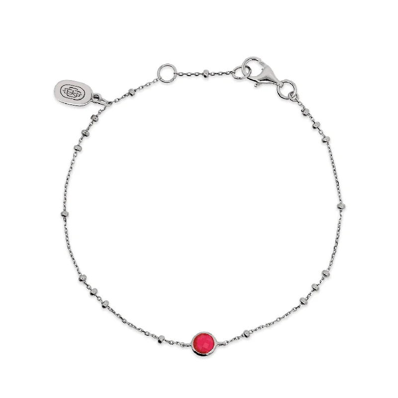 women’s tennis bracelet with diamonds-Silver Birthstone Bracelet