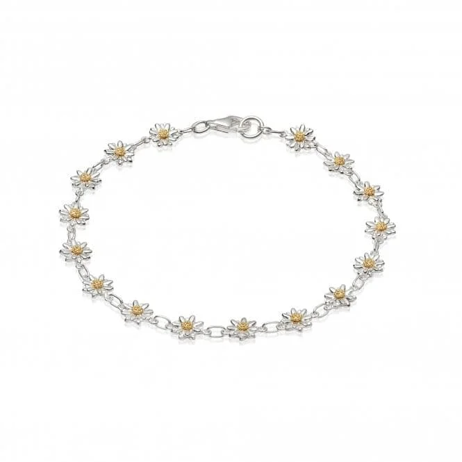 unique bracelet with birthstone-Sixteen Bellis Daisy Chain 18ct Gold Plated Bracelet BR6005