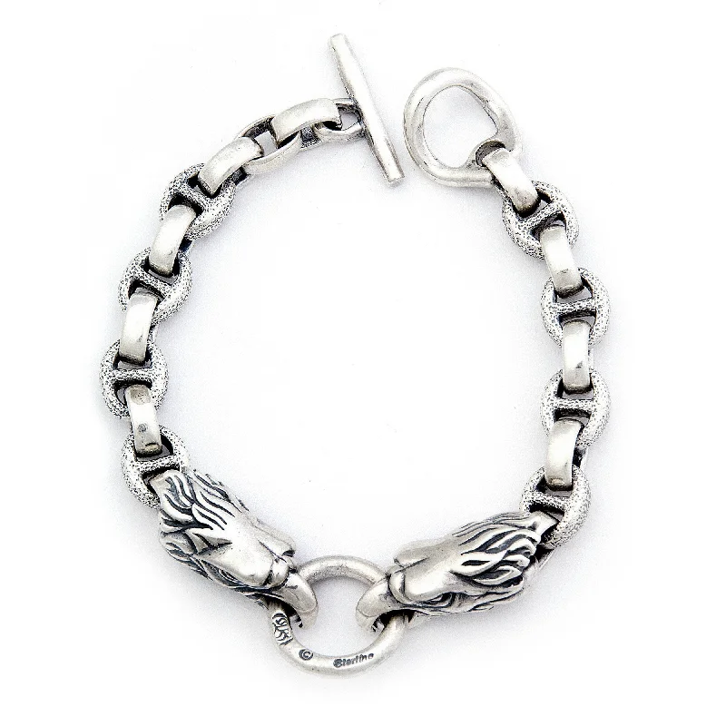 elegant bracelet with zirconia-Small Hammered Boat Link Eagle Bracelet