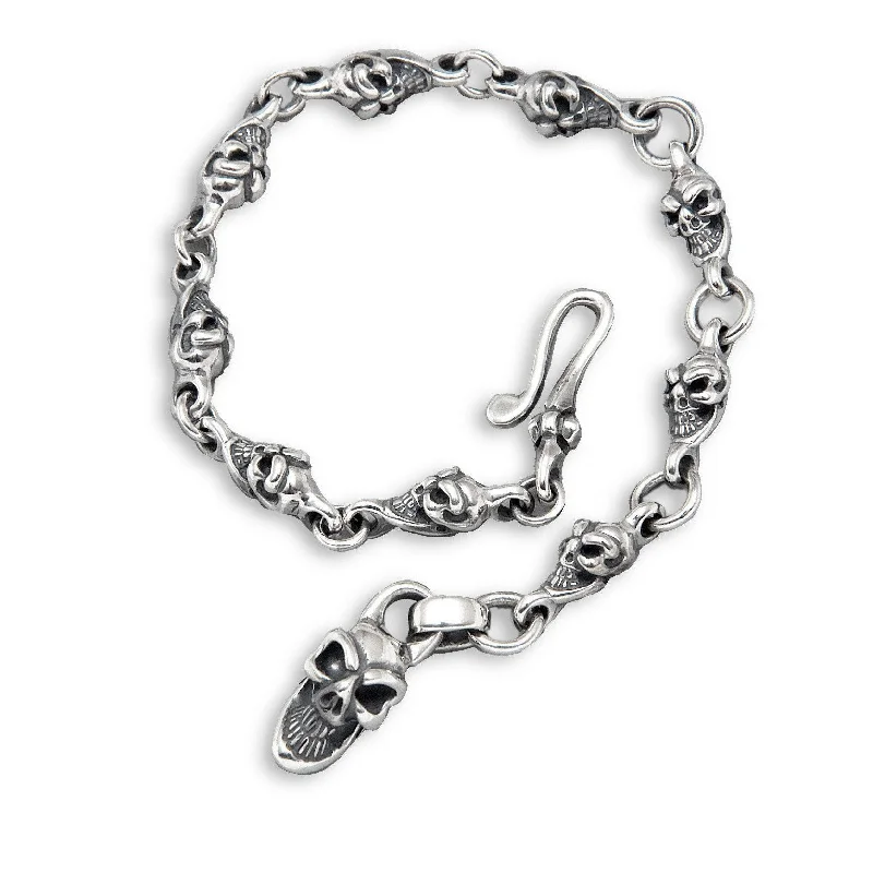 unique silver bracelet for men-Small Skull Bracelet