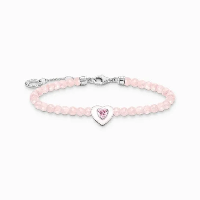 adjustable bracelet with inspirational quote-Charming Heart With Pink Pearls Bracelet A2092-035-9