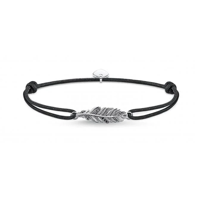 silver bangle bracelet for women-Thomas Sabo Little Secrets Feather Bracelet LS063-889-11-L22v