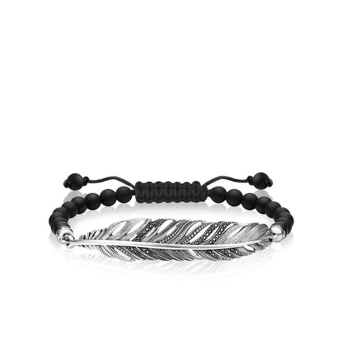 stylish leather bracelet for men-Thomas Sabo Love Bridge Feather Bracelet LBA0132-810-11-L24v