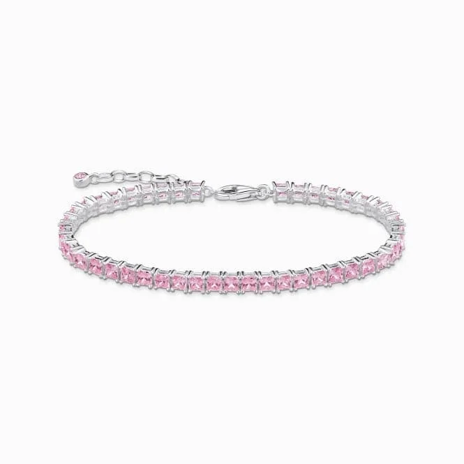 luxury cuff bracelet for women-Sterling Silver Pink Stones Tennis Bracelet A2029-051-9