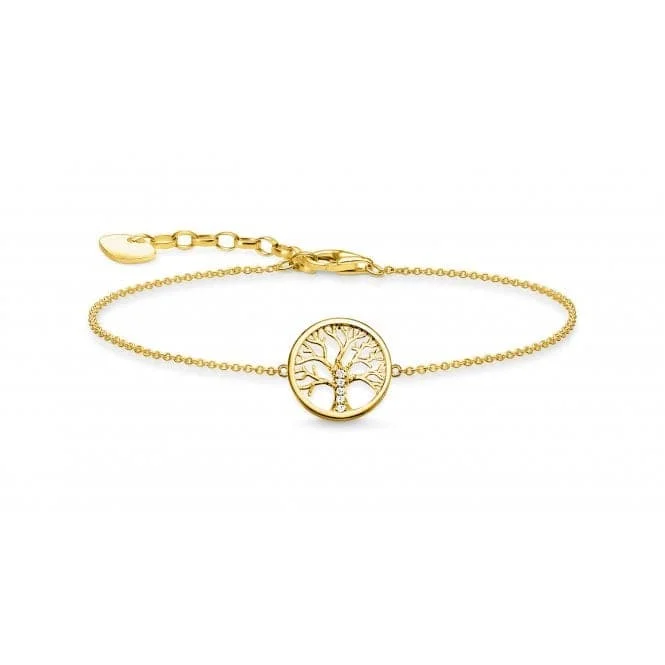 cute adjustable bracelet for teens-Thomas Sabo Gold Plated Tree of Love Bracelet A1828-414-14-L19v