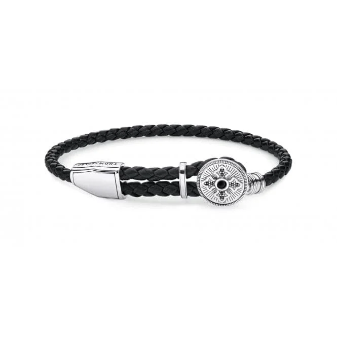 silver chain bracelet with charms-Thomas Sabo Rebel at Heart Cross Leather Bracelet A1861-949-11-L25v