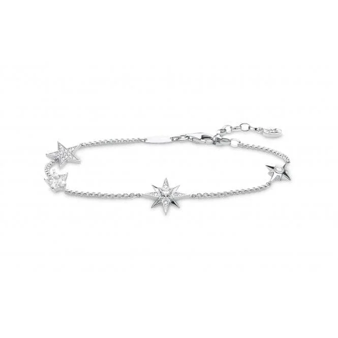 chic rose gold bracelet-Thomas Sabo White Silver Magic Stars Multiple Star Bracelet A1916-051-14-L19v