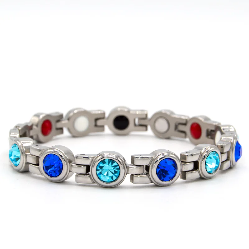 silver bracelet with personalized engraving-True Blue Christmas 4in1 Magnetic Bracelet