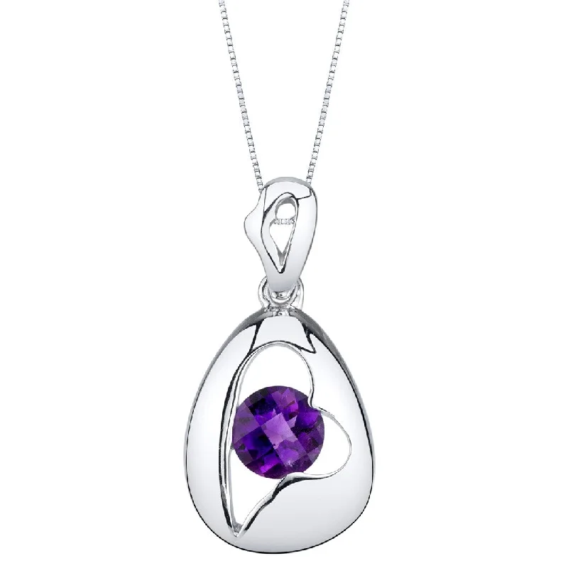 handmade gold pendant necklace -0.75 ct Amethyst Pendant in Sterling Silver