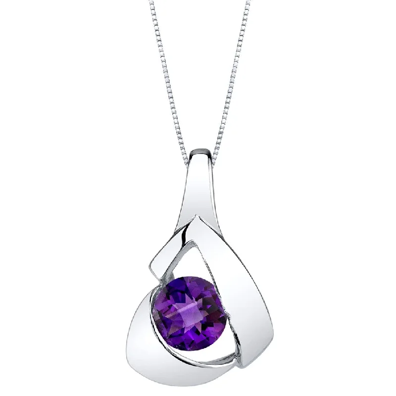 colorful chain necklace -0.75 ct Amethyst Pendant in Sterling Silver