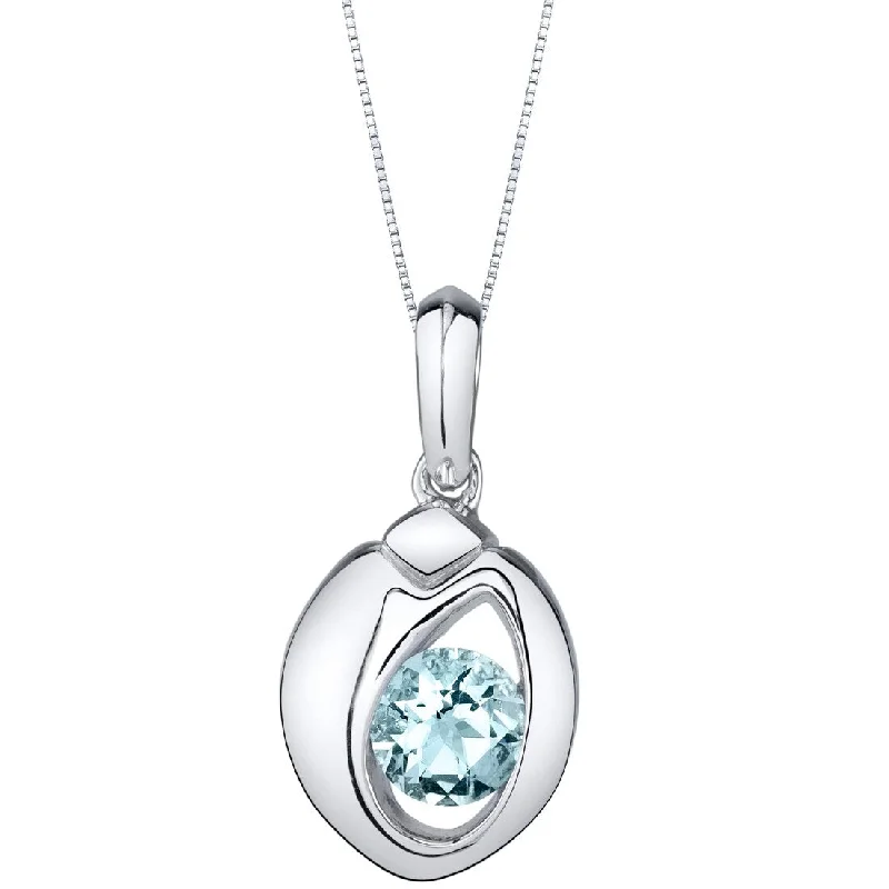 mother daughter necklace set -0.75 ct Aquamarine Pendant in Sterling Silver