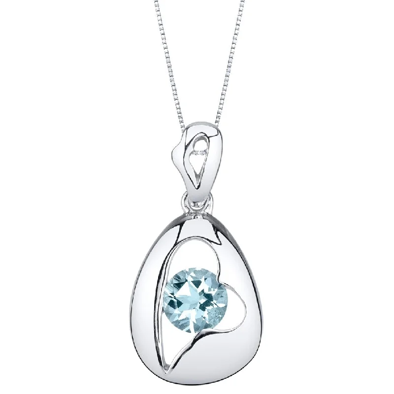 colorful gemstone pendant necklace -0.75 ct Aquamarine Pendant in Sterling Silver